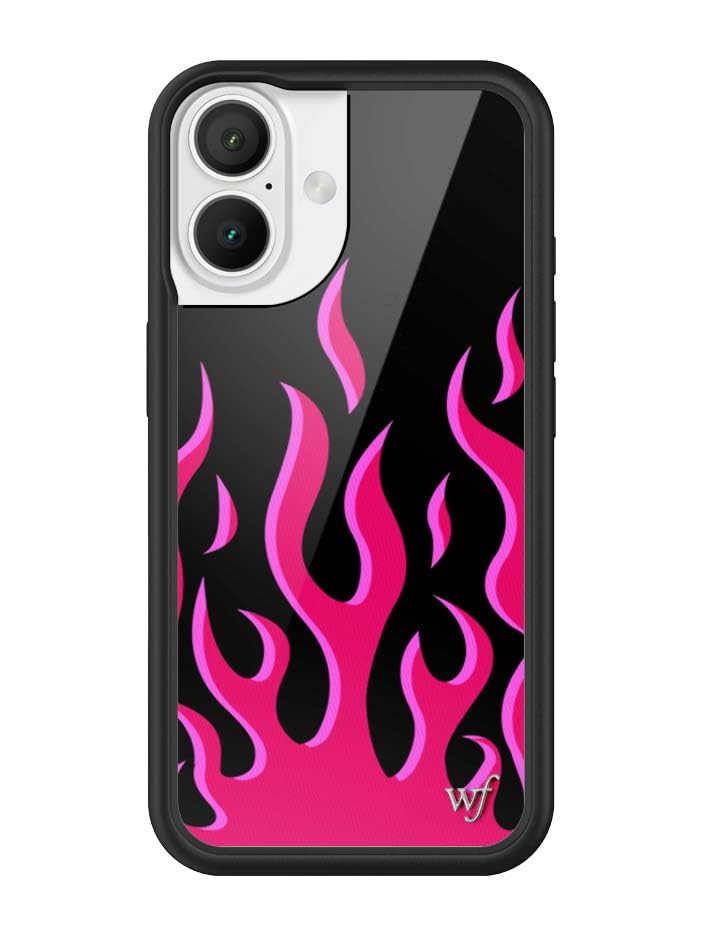 Image of Wildflower Cases - Compatible with iPhone 16 | Protective Black Bumper, 6.5ft Drop Test Certified, Women Owned Small Business | Flames Black and Red