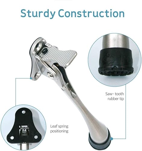 Miniatura 3 de CG PLUS Tope de puerta, tope de puerta de metal semiautomático de un solo toque, con punta de goma antideslizante para suelos de madera, hormigón,