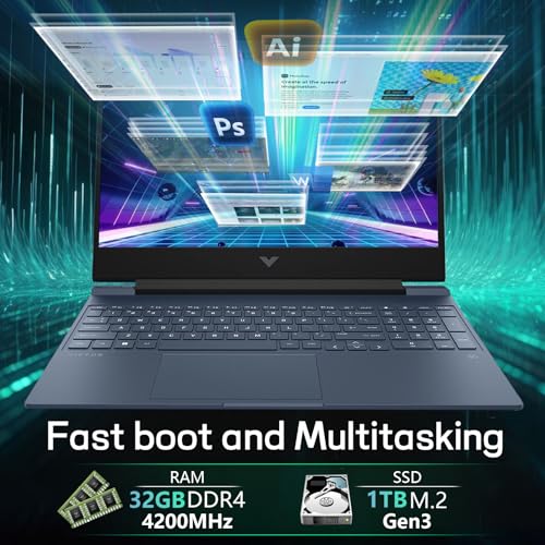 Image of HP Victus 15 Gaming Laptop,Intel Core i7-13620H(10C /16T), NVIDIA GeForce RTX 4060,15.6 inchFHD Display Laptop Computer,32GB RAM 2TB NVMe SSD with Webcam,Backlit KB,Type C,Wi-Fi 6,Windows 11 Pro