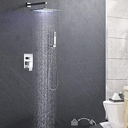 Ensemble de douche luxueux noir brossé rétro avec mitigeur de précision et LED