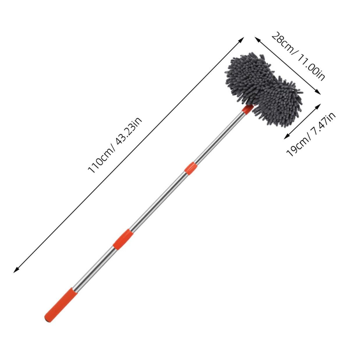 Brosse télescopique de Nettoyage de Voiture à Poils Souples, Manche Long réglable, serpillière Anti-Rayures, Outil Polyvalent pour la carrosserie et Les vitres