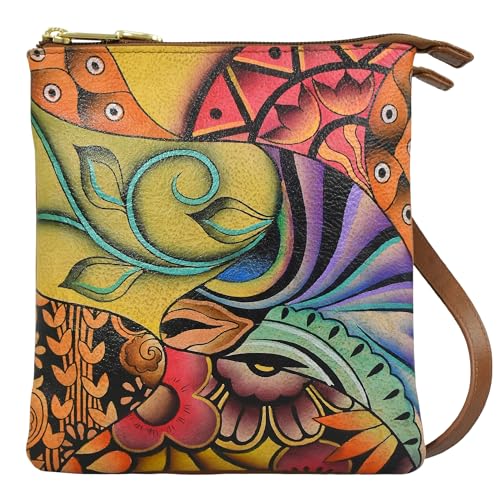 Sac à bandoulière original en cuir véritable peint à la main Anuschka