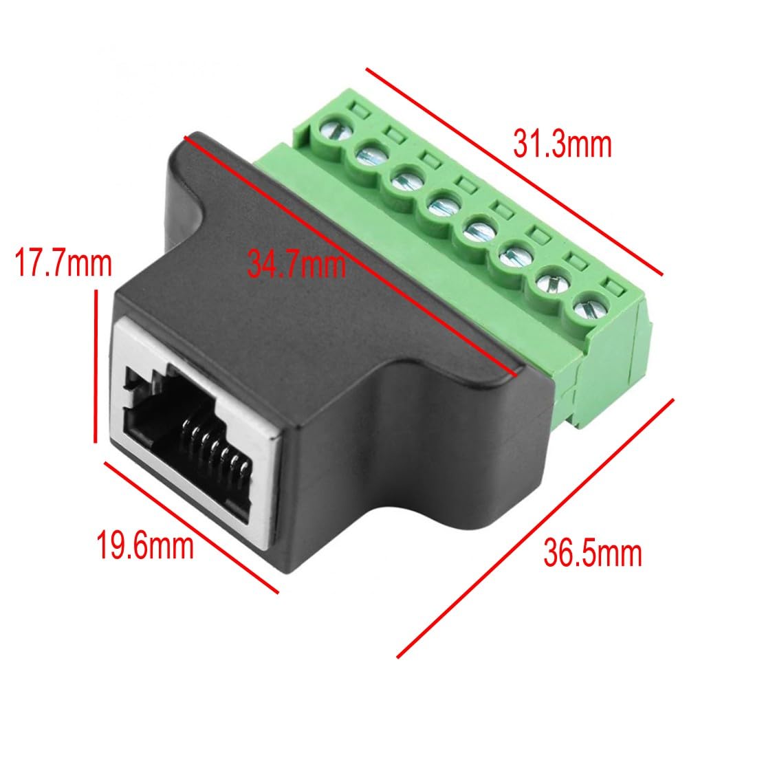 2 Prese RJ45 Femmina A 8 Pin Con Morsettiera | Connettore Ethernet Per Riparazione Rete - Foto 3