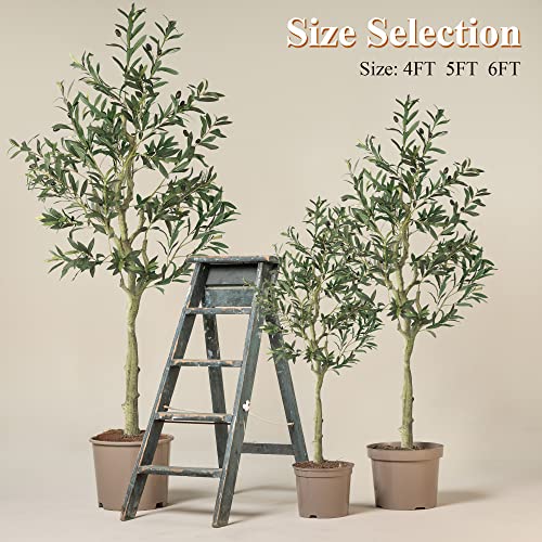 Neutype Artificial Olive Tree 5Ft, 59" Artificial Tree Set Of 2, With 2 String Lights, Fake Trees For Living Room Home Office Garden Decor Indoor & Outdoor, 2 Packs(Battery&Plant Basket Not Included) #TOP6