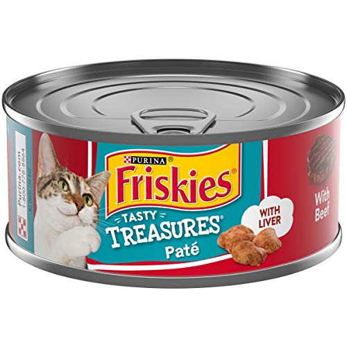 Purina Friskies Pate Wet Cat Food, Tasty Treasures With Liver & Beef - (24) 5.5 oz. Cans