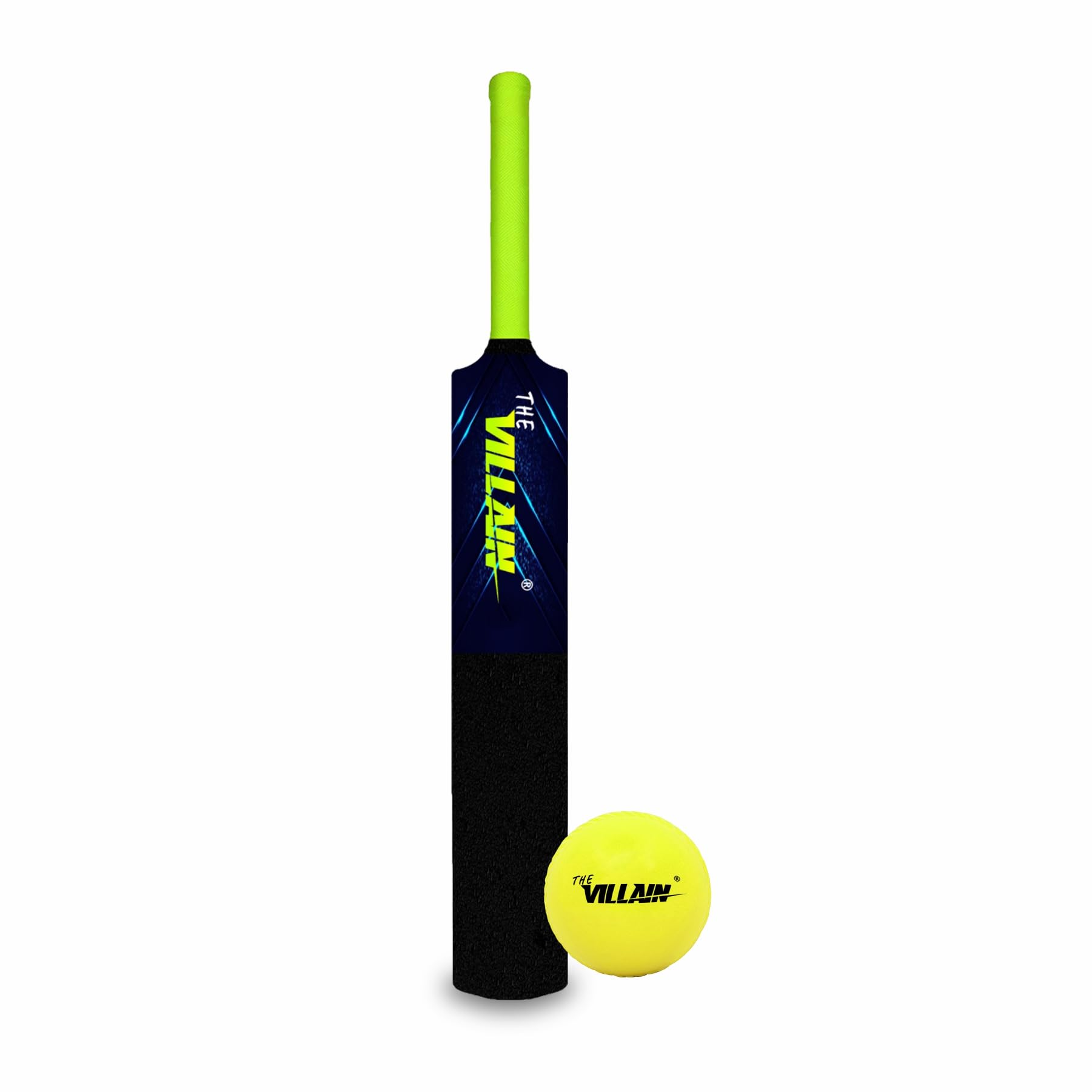 The Villain Plastic Cricket Bat for Boys & Men | Lightweight and Durable |Bat and Ball |Pack of 2|Combo9 (Size 4) Black Color
