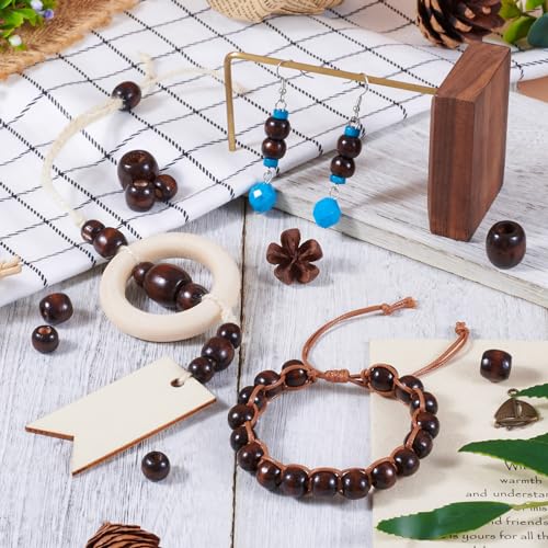 Craftdady 300Pcs Wooden Large Hole Round Bead Dreadlock Hair Braid Bead 3 Sizes Barrel European Wood Spacers for Macrame Garland Bracelet Making - Image 4