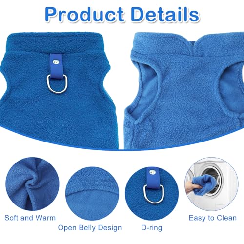 VOSSOT Hundepullover für Kleine Hunde - 2 Packungen Warmer Wintermantel Mit Hundeleine, Bauchschutz, Fleece und D-Ringen - Winterjacke (L)