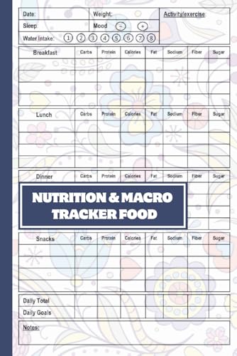 Nutrition Log Book & Macro Tracker Food Journal: A daily food intake tracker for monitoring meals, carbs, calories, fat, protein, sugar, sodium, and ... exercises, and achieve weight loss goals.