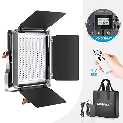 Neewer Advanced 2.4G 480 LED Video Light, Dimmable Bi-Color LED Panel with LCD