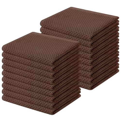 Image of Homaxy 100% Cotton Waffle Weave Kitchen Dish Cloths, Ultra Soft Absorbent Quick Drying Dish Towels, 12 x 12 Inches, 18-Pack, Coffee
