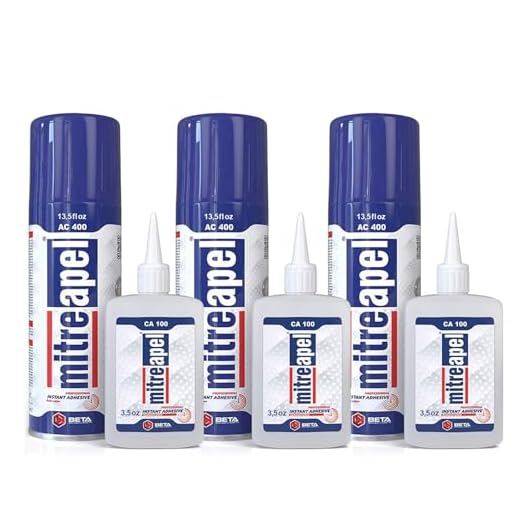 MITREAPEL Super CA Glue (3 x 3.5 oz) with Spray Adhesive Activator (3 x 13.5 fl oz) Ca Glue with Activator for Wood, Plastic, Metal, Leather, Ceramic Cyanoacrylate Glue for Crafting&Building (3 Pk)