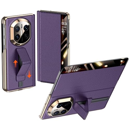 HUOLUNGJIN Magnetic Case Compatible with Huawei Mate X7 Leather Case with View Window, Wrist Strap & Stand Function, Flip Cover for Full Protection (Deep Purple)