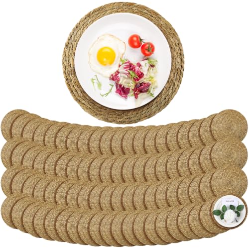 Image of Colingmill 80 Sets 13 Inch Round Woven Placemats Bulk Farmhouse Boho