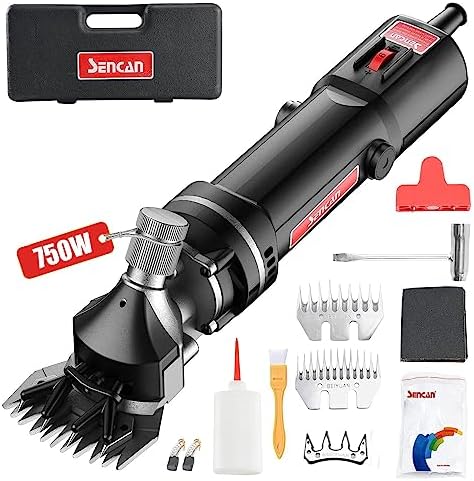 SENCAN Sheep Clippers Sheep Shears,750W Farm Livestock Grooming Kit for Sheep Equine Goat Pony Cattle and Large Thick Coat Animals,Adjustable Speeds Heavy-Duty Farm Livestock Shearing Machine