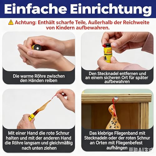 Fliegenfänger Klebestreifen Gelb 20 Stück Sparpack, Lockt Fruchtfliegen Trauermücken, Beidseitig Klebend Ungiftig Für Innen Außen – Ansicht 2