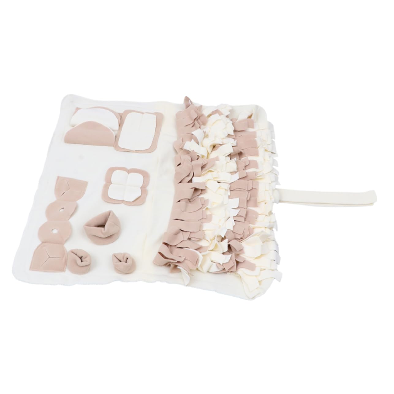 Tappetino per Cani Snuffle Mat Beige in Peluche per Cani Piccoli e Medi | Pieghevole, Uso Indoor, Lavabile e Adatto a Training Lento e Ricerca Olfattiva