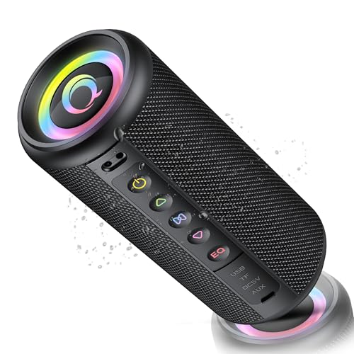 dotn Portable Bluetooth Speaker, 2026 Bluetooth 5.4 Wireless Speaker with 20W HD Loud Stereo Sound, 20H Playtime, LED Lights, IP7, TWS Pairing, Built-in Mic, for Outdoor, Home, Beach, Party, Gift