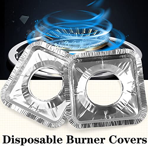 Waytiffer Gas Burner Liners (100 Pack) 8.5" Disposable Aluminum Foil Square Stove Burner Covers - Gas Range Protector Foil Liners to Catch Oil, Grease and Food Spills by Waytiffer - Image 7