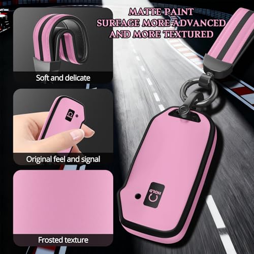 Image of for Kia Key Fob Cover Accessories,Matte TPU Material, with a Cute Leather Keychain,for Telluride,Carnival,K5 gt line,K5,Forte,K4,Sorento, Sportage and Other Models. (Iceberry Powder, Model-2)