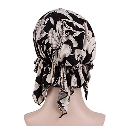 Image of beauty YFJH Women Stretch Cotton Print Sleep Turban Hat Headwear Scarf Chemo Beanie Cap for Cancer Hair Loss