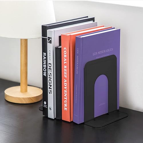 Miniatura 7 de MaxGear - Sujetalibros universales para estanterías de gran calidad, antideslizantes, metal resistente, para libros, películas, CDs, videojuegos,