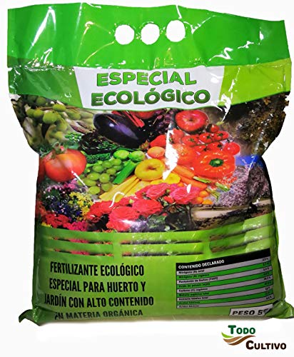 Abono ecológico orgánico con acidos humicos para 25 Metros Cuadrados de huerto. Bolsa 5 kg. Máxima Calidad, huerto Urbano, excelente para el Cultivo de Cannabis.