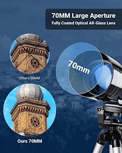 ESSLNB Teleskop 36070 Teleskop Astronomie mit Verstellbares Stativ und Telefon-Adapter 70mm...