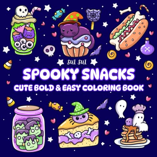 Image of Spooky Snacks - Cute Bold & Easy Coloring Book: Simple Treats Goth Design for Stress Relief and Relaxation. For Adults and Teens