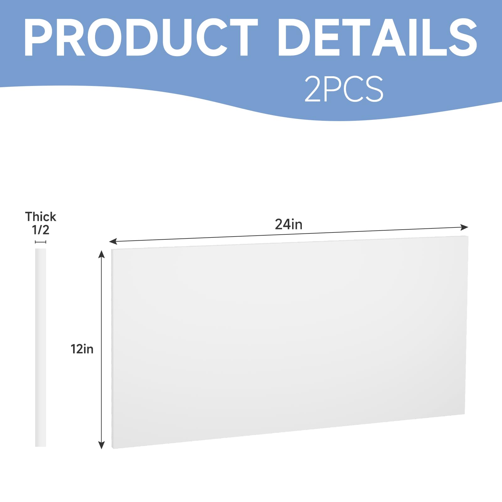 HDPE Sheets - 1/2 Inch Thick, 2 Pack -2 HDPE Sheets - 1/2 Inch Thick, 2 Pack -2
