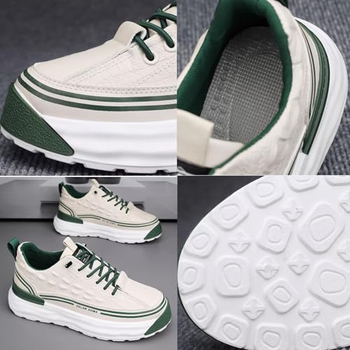 WENOREG Men's Print Low Cut Cowhide Sneakers,Fashion Elastic Laces Waterproof Soft Leather Comfortable Non-Slip Casual Athletic Walking Shoes3