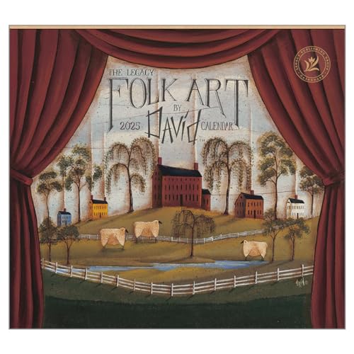 Legacy Folk Art by David 675 x 6 Embossed Paper 2025 Mini Wall Calendar