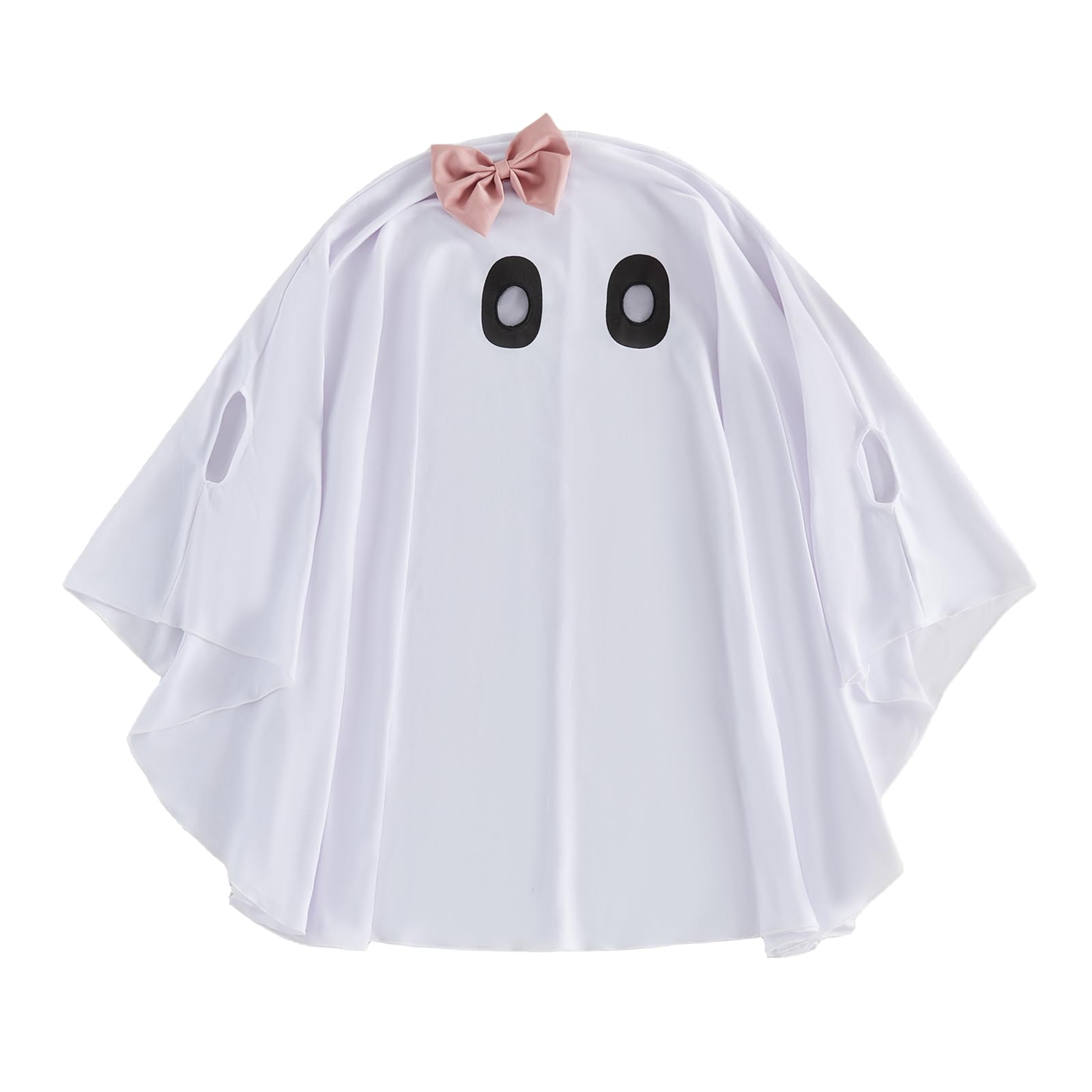 Yigubigu Kids Girls Ghost Cloak Cape for Holiday Halloween Cosplay Ghost Costume (White, 7-9 Years)