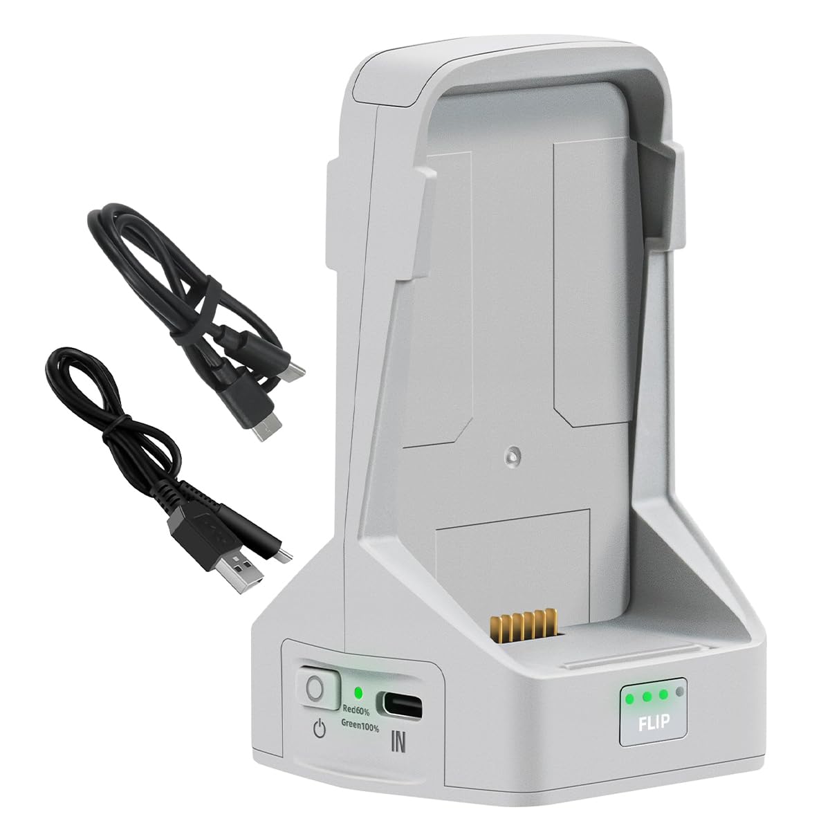 Sylen Caricabatterie doppio da 45 W con ricarica per drone a scatto, hub di ricarica bidirezionale, accessori per 2 batterie