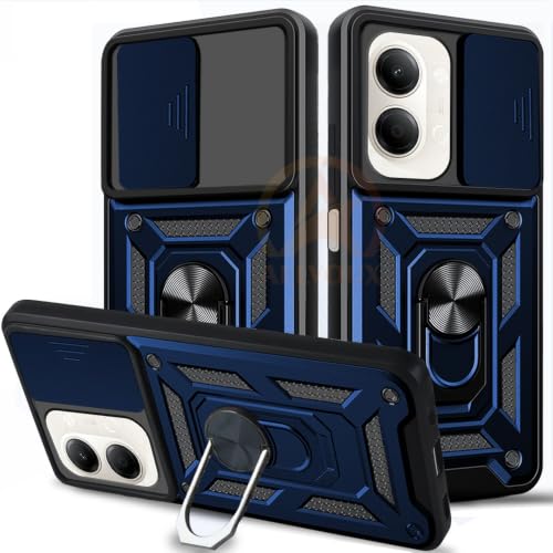Image of Armor Bumper Back Cover Case for iQOO Z11 Lite 44W 5G Rotating Camera Cover, Ring Holder & Kickstand | Heavy Duty & 360 Degree Protection Back Cover for iQOO Z11 Lite 44W 5G (Blue)