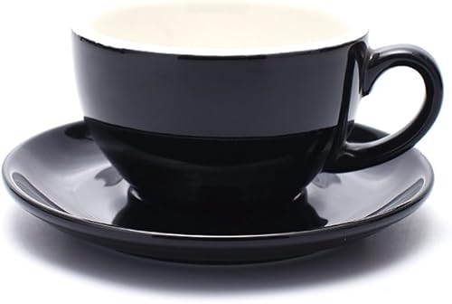 Taza y platillo de latte, 3 capacidades, para café latte, capuchino y café expreso doble, porcelana de hueso, para cafetería y barista