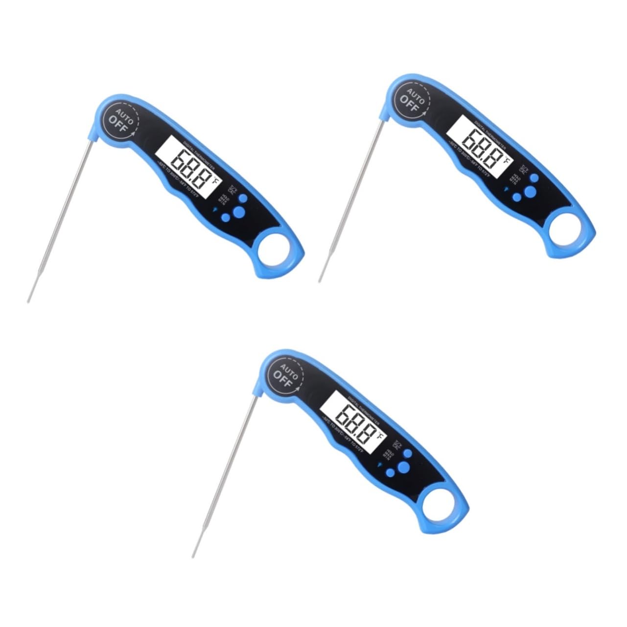 PRETYZOOM 3piezas Termómetro Digital Para Cocina y Barbacoa Lectura Instantánea Con Retroiluminación y Calibración De Azul