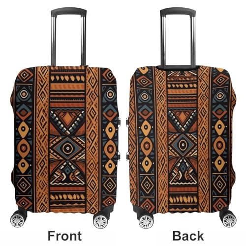 Travel Luggage Cover Elastic Suitcase Protector Anti-Scratch Washable Traditional African Design Pattern Luggage Sleeve Tsa Approved Carry on Covers Baggage Cover Fits 18-32 Inch Luggages3
