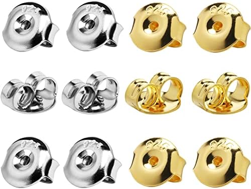 DELECOE 14K Gold Plated Earring Backs Replacements, 925 Sterling Silver Hypoallergenic Secure Gold Earring Backs Locking for Studs Earrings