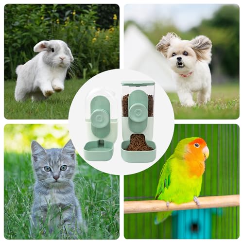HENYEER Automatischer Futter und Wasserspender für Haustiere,Hängend Futterspender, Automatischer Futterspender für Kleine Haustiere - Kaninchen, Frettchen, Katzen, Hunde, Vögel(grün)