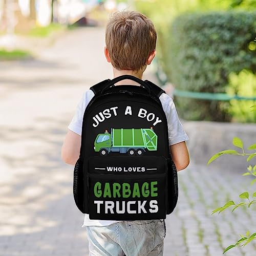 Mercuryelf School Backpack for Boys - 17 Inch Large Capacity Kid Backpack for School, Travel and Camp - Black Lightweight Durable Garbage Truck Bookbag2