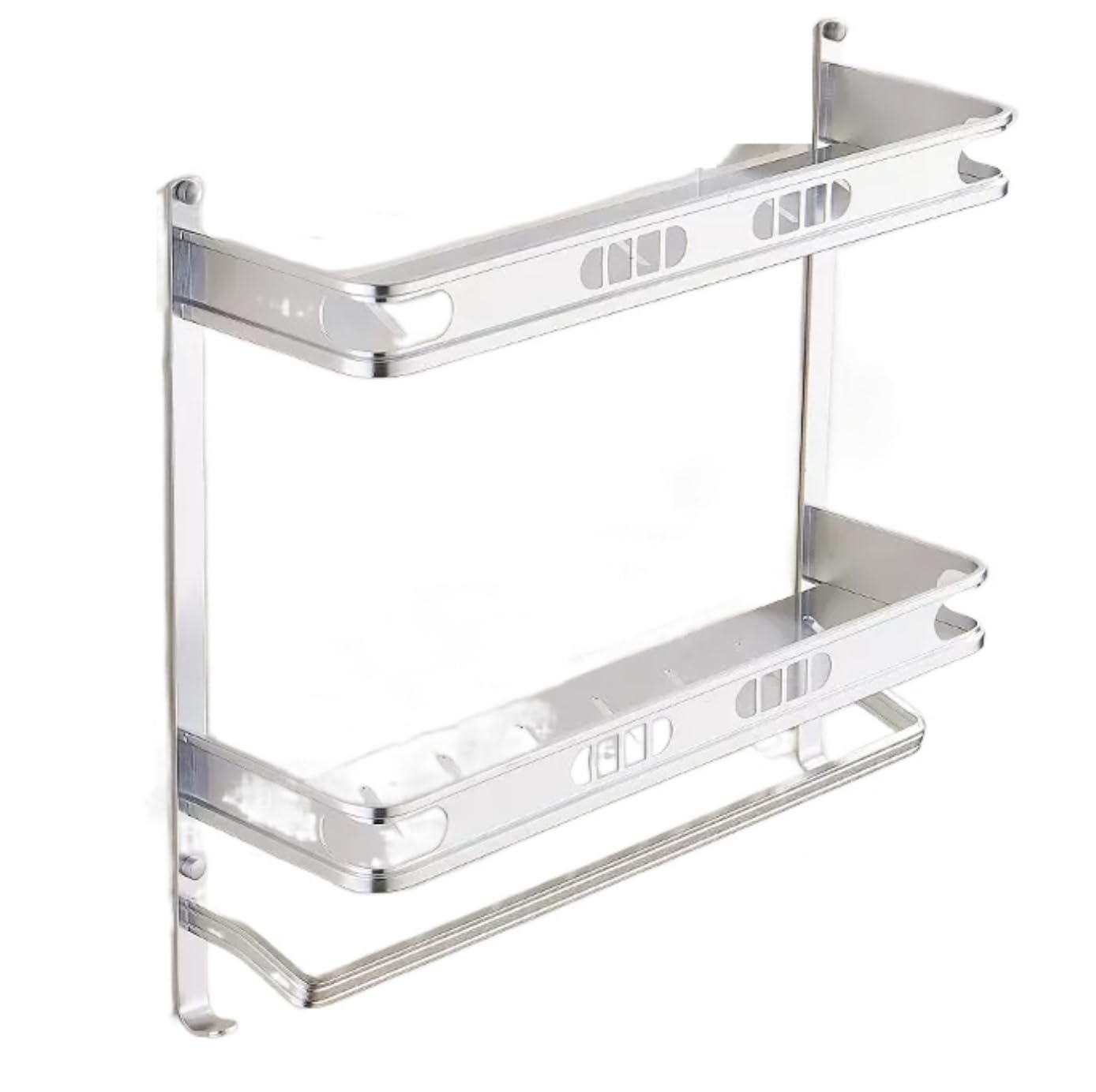 XDMINGY Shower Caddy Shelf Organizer Rack Aluminum Shower Caddy Storage Basket With Towel Bar And Hooks Bathroom Double