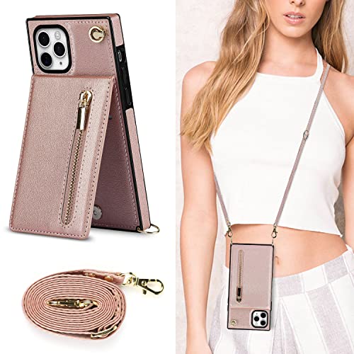XYX Capa carteira com zíper para iPhone 11 Pro Max, alça transversal de couro PU capa de telefone fe