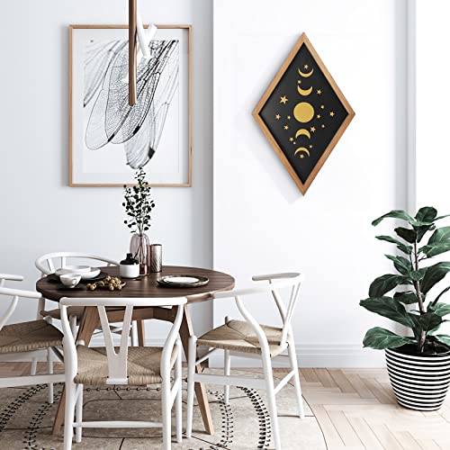 Alapaste-Framed-Farmhouse-Wall-DecorGold-Moon-Phase-Wall-ArtBoho-Wood-Diamond-Frame-Wall-Hanging-for-Living-Room-BedroomVintage-Wall-Art-Prints-on-Wood-Not-Print-Paper11x17
