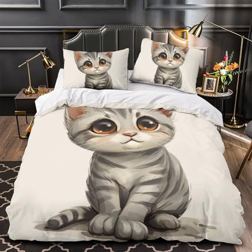 Parure de lit chat avec fermeture &Eacute;clair housse microfibre sans repassage - 4