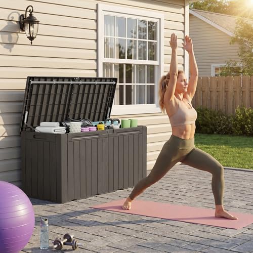 Image of Devoko 100 Gallon Outdoor Storage Box, Waterproof Deck Box Lockable