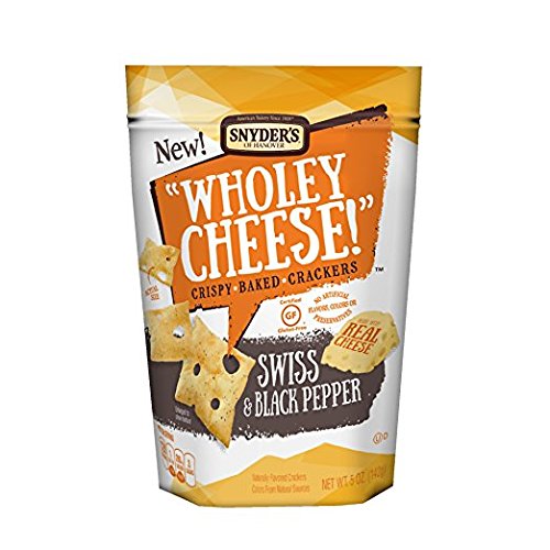 Snyder's of Hanover Wholey Cheese Gluten Free Baked Cheese Crackers,Swiss & Black Pepper 5 oz ( 2 Pack)