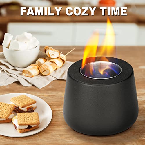 Tabletop Fire Pit Fireplace Indoor: Mini Personal Table Top Firepit Fire Place Rubbing Alcohol Flame Bowl For Smores Maker Outdoor Patio Portable Smokeless Firebowl - Black Ceramic #TOP1