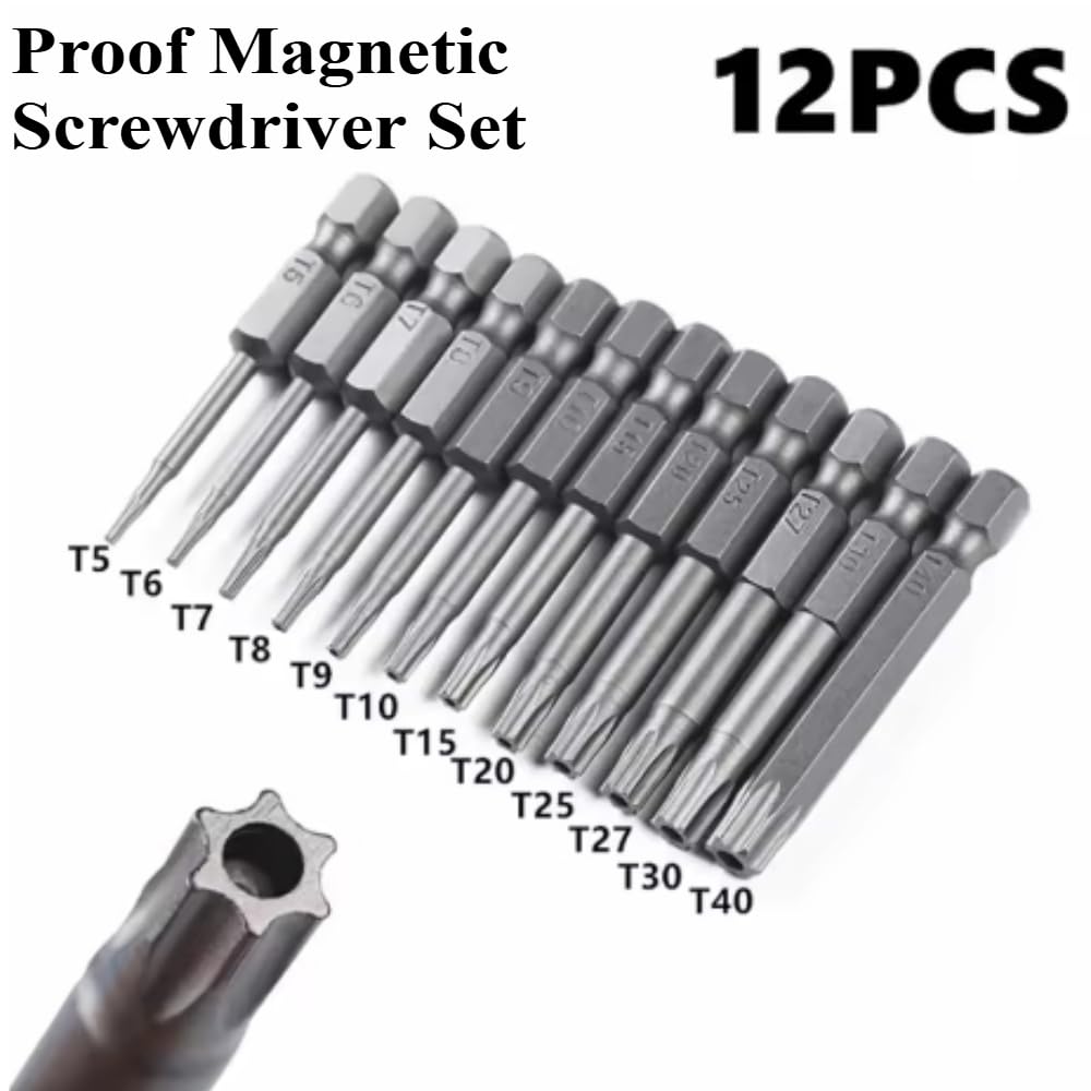Schrauberbit Set,Bit Set werkzeuge bitsatz für a 50 mm Sicherheits-Manipulationssicherer Schraubendrehersatz, Sechskant-Flachkopf, 1/4 Zoll Handwerkzeug, Mittleres Loch, Sechs-Sterne-Schraubendreherbi