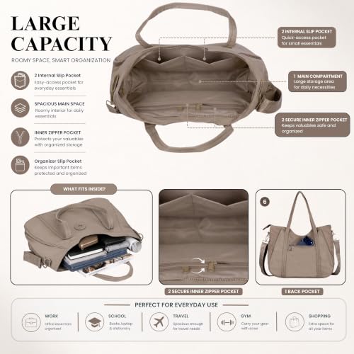 Image of Women's Large Tote Bag for Office, Travel, Shopping, Daily Use | Shoulder Handbag, Gift for Girls, Stylish Ladies Purse | Fits Upto 15.6 inch Laptop, A4 Files etc.